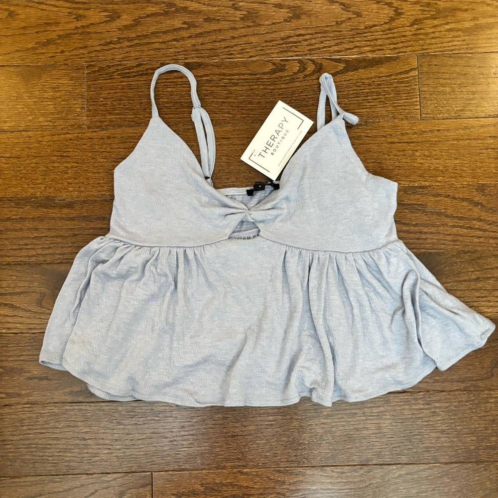 Paper moon crop swing top light blue Size: Small